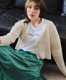 Tiaclasse 【洗える】クロシェニットカーディガン カーディガン