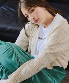 Tiaclasse 【洗える】クロシェニットカーディガン カーディガン