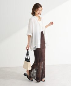 Green Parks 透かし柄ニットレースＩラインスカート