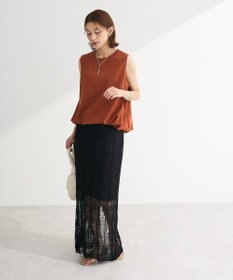 Green Parks 透かし柄ニットレースＩラインスカート