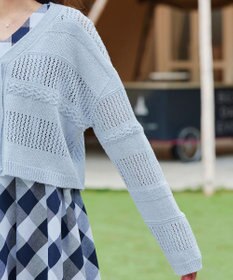 Tiaclasse 【洗える】クロシェニットカーディガン カーディガン