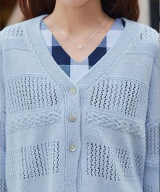 Tiaclasse 【洗える】クロシェニットカーディガン カーディガン