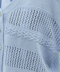 Tiaclasse 【洗える】クロシェニットカーディガン カーディガン