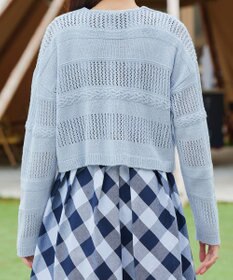 Tiaclasse 【洗える】クロシェニットカーディガン カーディガン