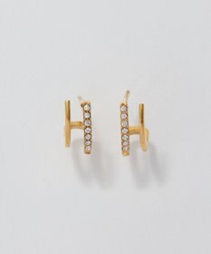 Phoebe 【金属アレルギー対応】メタル×ビジュー2ラインピアス　ゴールド/サージカルステンレス