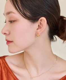 Phoebe 【金属アレルギー対応】メタル×ビジュー2ラインピアス　ゴールド/サージカルステンレス