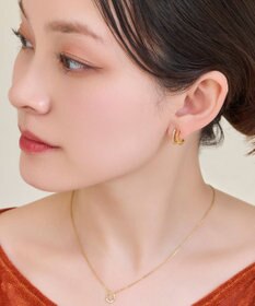 Phoebe 【金属アレルギー対応】メタル×ビジュー2ラインピアス　ゴールド/サージカルステンレス