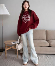 WEGO 【2025年秋冬新作】フラッフィーグラフィックニットBIGプルオーバー