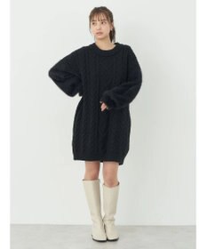 earth music&ecology 袖ファーケーブルミニワンピース