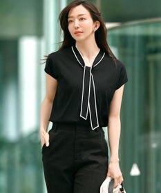 23区 S 【洗える】レーヨンポリエステルストレッチ ボウタイ ニット