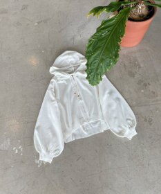 Feroux 【UVカット・接触冷感】パフスリーブニット パーカー