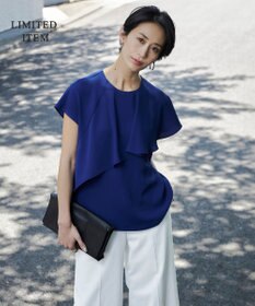 ICB 【接触冷感・UVケア・防シワ・洗える】エステルダブルクロス  ラッフルデザインブラウス