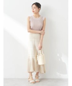 earth music&ecology ノースリーブラインニットプルオーバー