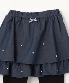 ANY KIDS パール×デニムニットスカッツ