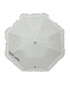 MOONBAT 【遮光/晴雨兼用日傘】POLO RALPH LAUREN(ポロ ラルフローレン) ストライプフリル 折りたたみ傘 楽折 遮熱 UV