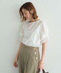 YECCA VECCA パールタックスリーブブラウス