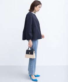 組曲 S コットンライクツイル ノーカラーショート丈コート