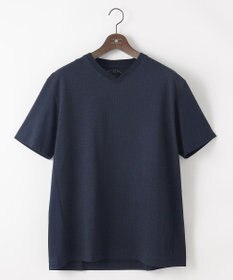 JOSEPH ABBOUD 【キングサイズ・オーガニックコットン使用・日本製】JOEコットンサッカー Vネック Tシャツ ネイビー系