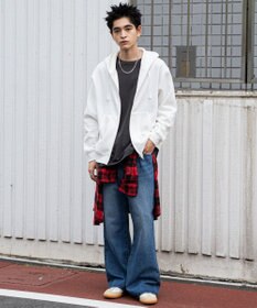 WEGO 【ユニセックス着用ITEM/裏起毛/SMLサイズ展開】リラックスフィットバックロゴジップパーカー