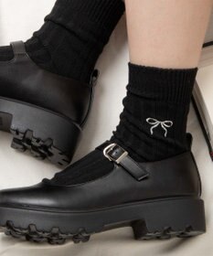 WEGO 【SCHOOLITEM】ローゲージリボン刺繍ソックス