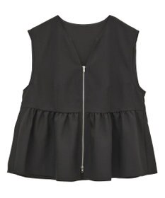 Green Parks 麻調ペプラムｚｉｐベスト