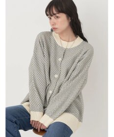 earth music&ecology ダイヤ柄ジャガードカーディガン