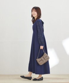 Tiaclasse L ドット柄コンビバックリボンタックワンピース