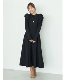 earth music&ecology ショルダーフリルニットワンピース