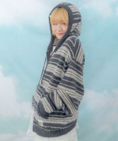 WEGO 【ユニセックス着用ITEM】シャギーボーダーニットパーカー