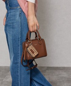style code 【Ungrid/アングリッド】ケースチャーム付　チェックコンビ ミニボストンバッグ