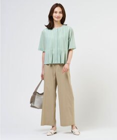 J.PRESS LADIES S 【人気素材】セルロースリネンストレッチ セミワイド パンツ
