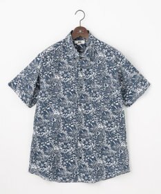 JOSEPH ABBOUD 【キングサイズ・清涼・JAPANファブリック】ビッグリーフサッカープリント 半袖シャツ