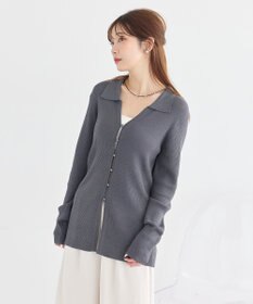 earth music&ecology スキッパー衿リブカーディガン
