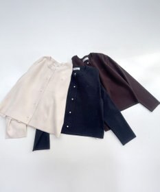 Feroux 胸元刺繍パールニット カーディガン