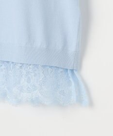 自由区 S 【1枚で着映える】ドライレーヨンストレッチパフスリーブレース プルオーバー