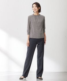J.PRESS LADIES L チェックプリント スリットフリルネック カットソー
