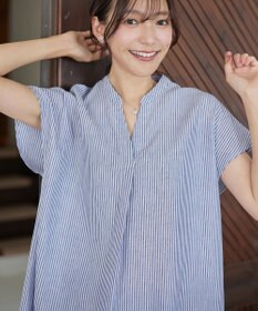 Tiaclasse リネンミックススキッパーシャツワンピース