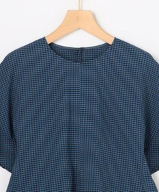 組曲 【先行予約】サッカーギンガムチェック ペプラムブラウス