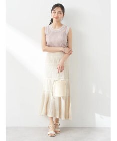 earth music&ecology ノースリーブラインニットプルオーバー