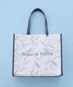 Maison de FLEUR リボンパールプリントマルチポケットトートバッグ
