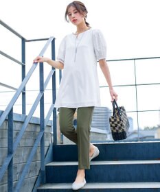 Tiaclasse 【2TYPE/総レース・袖レース】パンチングレースパフスリーブチュニックブラウス