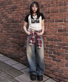 WEGO キーネックサイドレースアップちびT