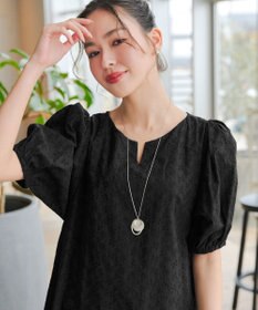 Tiaclasse 【2TYPE/総レース・袖レース】パンチングレースパフスリーブチュニックブラウス