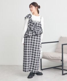 earth music&ecology 2wayフリルチェックキャミワンピース
