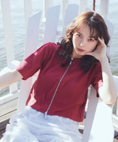 earth music&ecology カットリブＷジップカーディガン