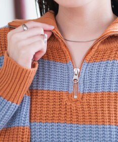 WEGO ハーフジップショートニットプルオーバー