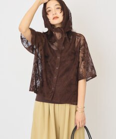 AMERICAN HOLIC 【2点セット】メッシュレース半袖シャツ+スカーフ