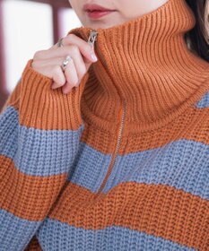 WEGO ハーフジップショートニットプルオーバー