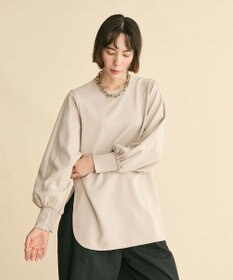 #Newans 【洗濯機可】シャーリングカフスパウダリーブラウス