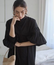 WEGO 【ANGIE VINTAGE】ボリュームスリーブ バンドカラー シャツワンピース